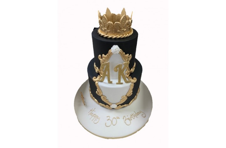 Crown & Initials Tiered Cake